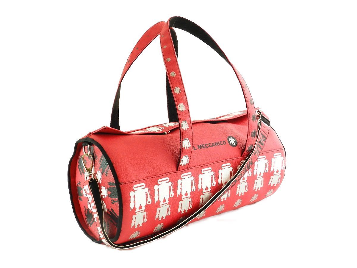 MAXI BOSTON BAG FOR GYM OR FOR SHORT TRIPS MADE OF SYNTHETIC LEATHER. MODEL ROLLING COLOUR RED. - Unique Pieces Paul Meccanico
