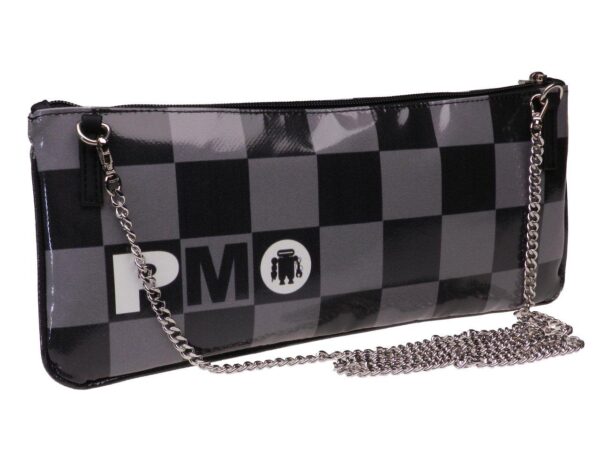 MAXI POCHETTE BLACK AND GREY COLOURS CHESS FANTASY. RIBELLA MODEL MADE OF LORRY TARPAULIN. - Unique Pieces Paul Meccanico
