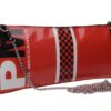 MAXI POCHETTE BLACK AND RED COLOUR "GRAND PRIX" STYLE. RIBELLA MODEL MADE OF LORRY TARPAULIN. - Unique Pieces Paul Meccanico