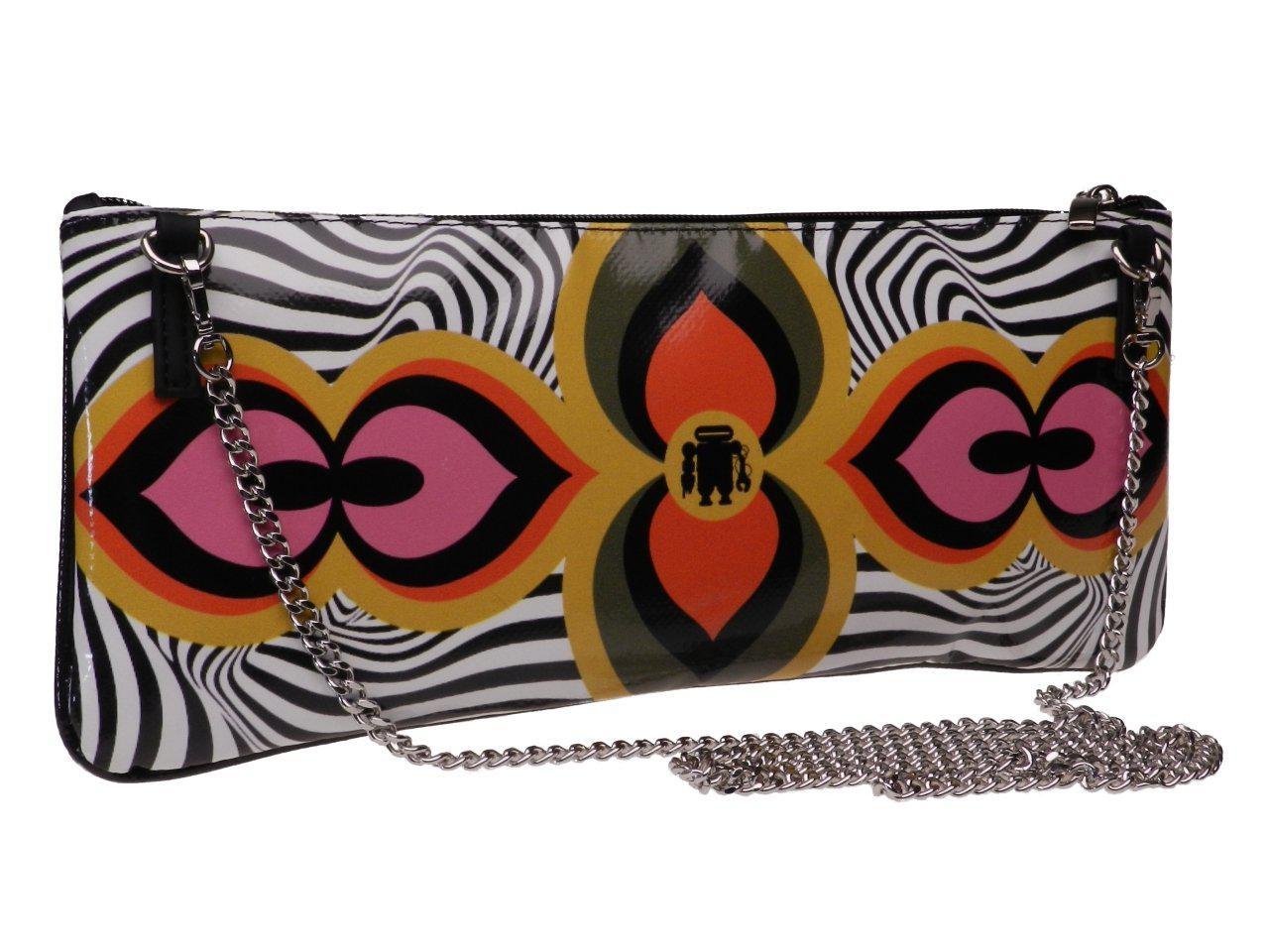 MAXI POCHETTE BLACK AND WHITE COLOUR ETHNIC FANTASY. RIBELLA MODEL MADE OF LORRY TARPAULIN. - Unique Pieces Paul Meccanico