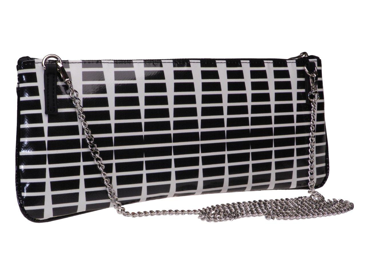 MAXI POCHETTE BLACK AND WHITE COLOUR GEOMETRIC FANTASY. RIBELLA MODEL MADE OF LORRY TARPAULIN. - Unique Pieces Paul Meccanico