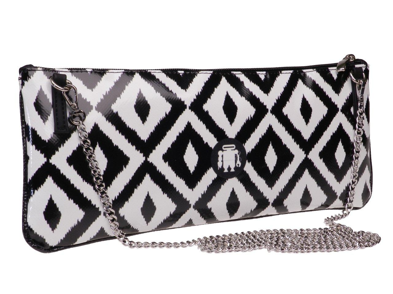 MAXI POCHETTE BLACK AND WHITE COLOUR GEOMETRICA FANTASY. RIBELLA MODEL MADE OF LORRY TARPAULIN. - Unique Pieces Paul Meccanico
