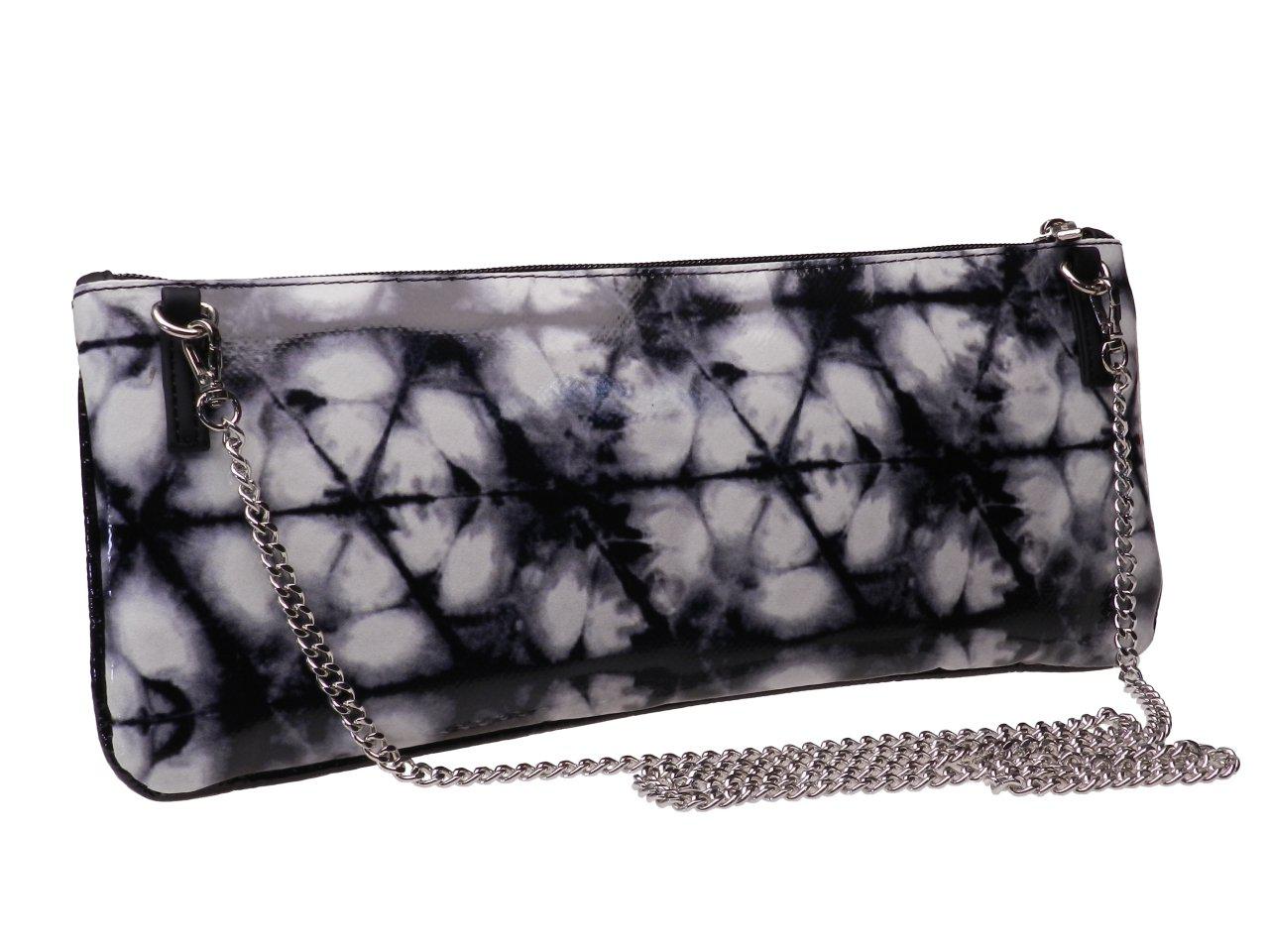 MAXI POCHETTE BLACK AND WHITE COLOUR TIE DYE FANTASY. RIBELLA MODEL MADE OF LORRY TARPAULIN. - Unique Pieces Paul Meccanico