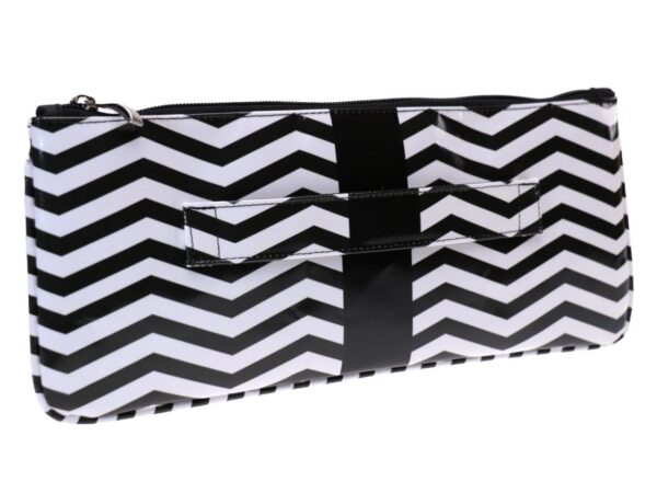CLUTCH BAG BLACK AND WHITE WITH GEOMETRIC FANTASY. MODEL RIBELLA MADE OF LORRY TARPAULIN. - Unique Pieces Paul Meccanico
