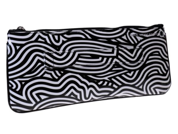 CLUTCH BAG BLACK AND WHITE OPTICAL FANTASY. MODEL RIBELLA MADE OF LORRY TARPAULIN. - Unique Pieces Paul Meccanico