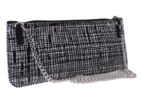 CLUTCH BAG BLACK AND WHITE WEAVE FANTASY. MODEL RIBELLA MADE OF LORRY TARPAULIN. - Unique Pieces Paul Meccanico