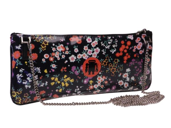 MAXI POCHETTE BLACK COLOUR FLORAL FANTASY. RIBELLA MODEL MADE OF LORRY TARPAULIN. - Unique Pieces Paul Meccanico