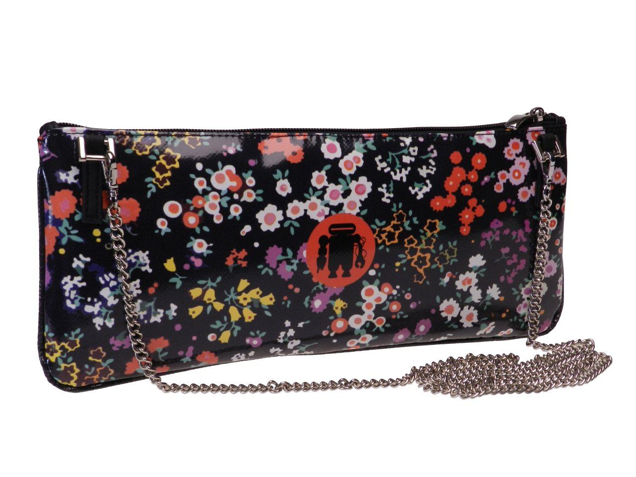 MAXI POCHETTE BLACK COLOUR FLORAL FANTASY. RIBELLA MODEL MADE OF LORRY TARPAULIN. - Unique Pieces Paul Meccanico