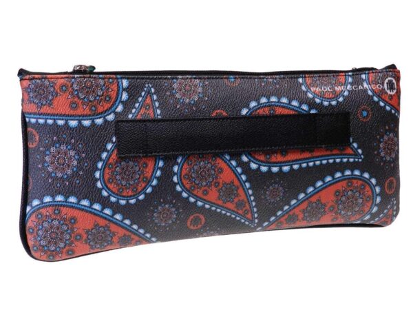 MAXI POCHETTE BLACK COLOUR PAISLAY FANTASY. RIBELLA MODEL MADE OF HAMMERED FAUX LEATHER. - Unique Pieces Paul Meccanico