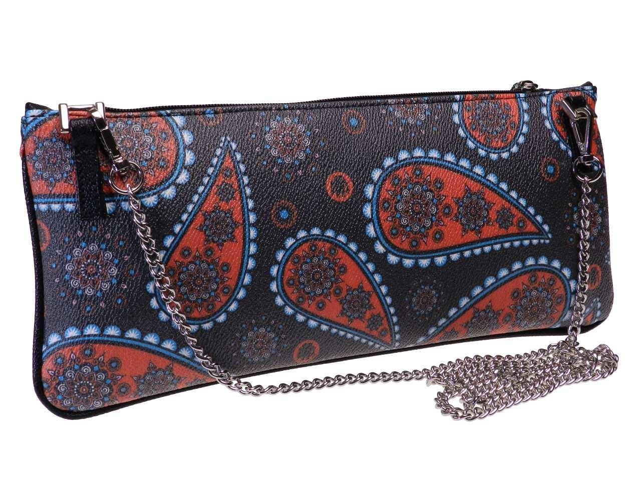 MAXI POCHETTE BLACK COLOUR PAISLAY FANTASY. RIBELLA MODEL MADE OF HAMMERED FAUX LEATHER. - Unique Pieces Paul Meccanico