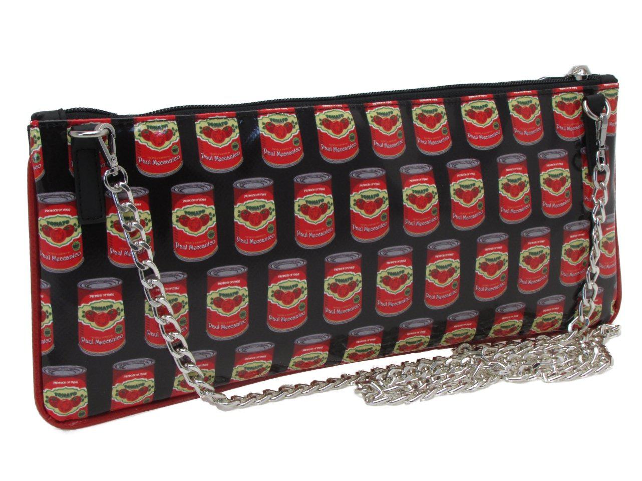 MAXI POCHETTE BLACK COLOUR WITH "TOMATO" PRINT. RIBELLA MODEL MADE OF LORRY TARPAULIN. - Unique Pieces Paul Meccanico