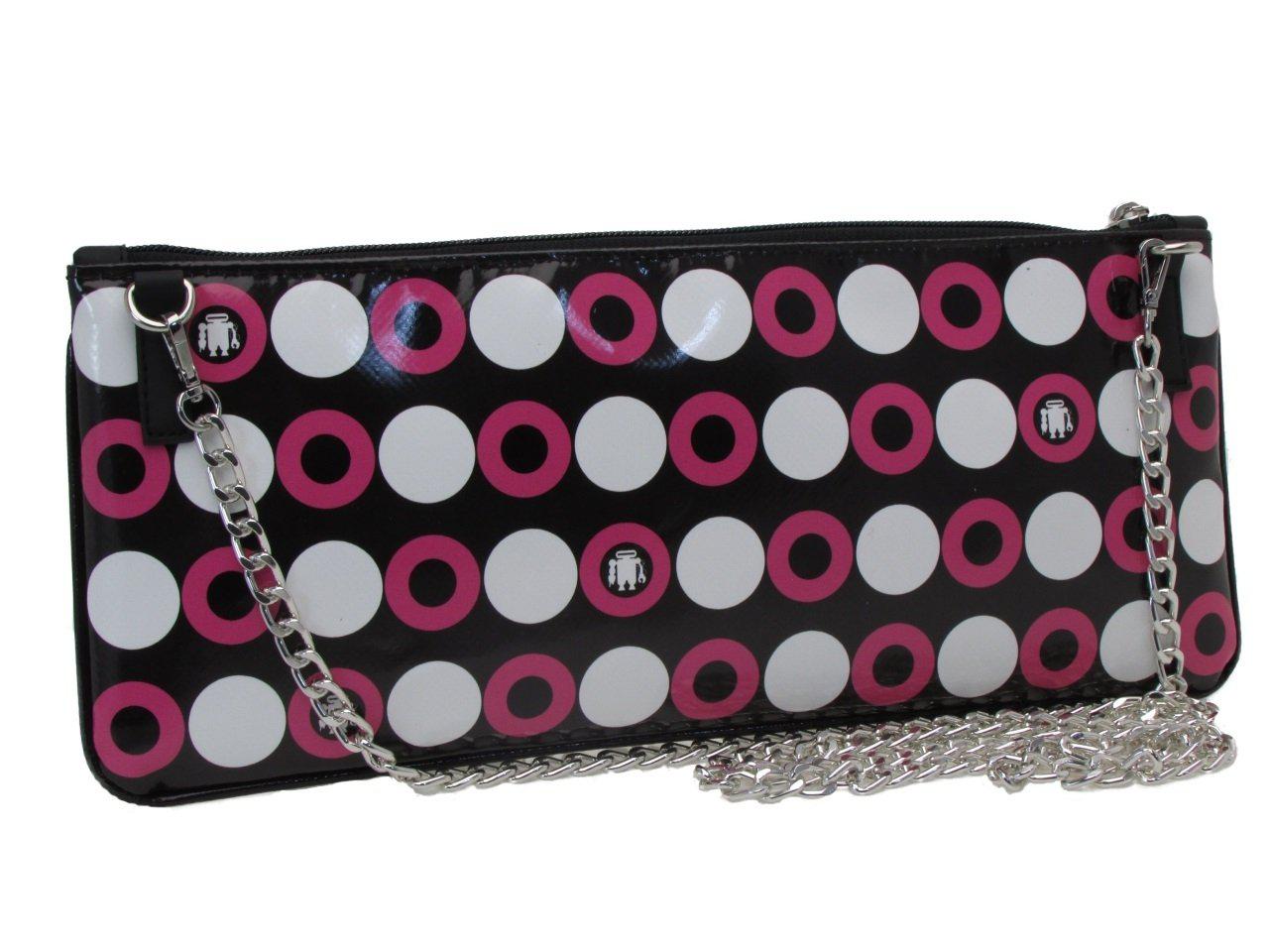 MAXI POCHETTE BLACK, FUXIA AND WHITE COLOURS POIS FANTASY. RIBELLA MODEL MADE OF LORRY TARPAULIN. - Unique Pieces Paul Meccanico
