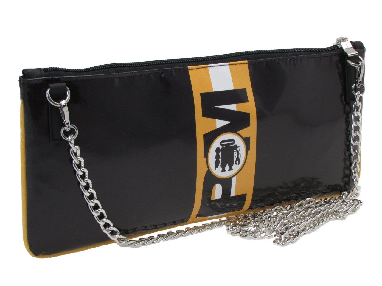 CLUTCH BAG BLACK, ORANGE AND WHITE. MODEL RIBELLA MADE OF LORRY TARPAULIN. - Unique Pieces Paul Meccanico