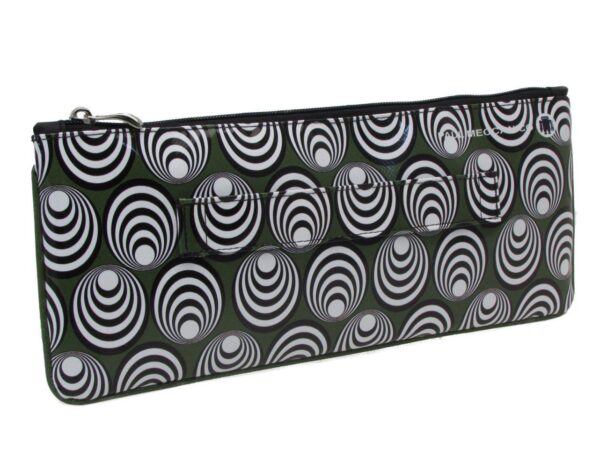 CLUTCH BAG BLACK, WHITE AND DARK GREEN WITH OPTICAL PRINT. MODEL RIBELLA MADE OF LORRY TARPAULIN. - Unique Pieces Paul Meccanico