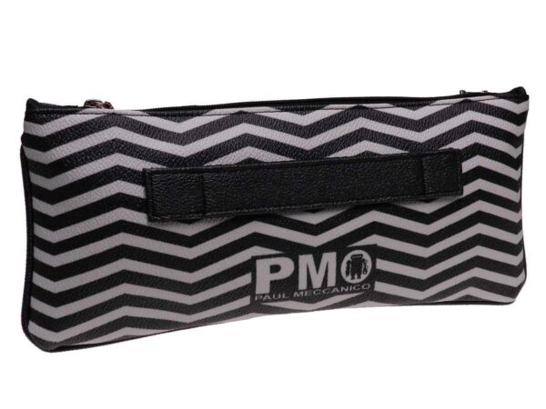 MAXI POCHETTE BLACK & WHITE ZIG ZAG FANTASY. RIBELLA MODEL MADE OF HAMMERED FAUX LEATHER. - Unique Pieces Paul Meccanico
