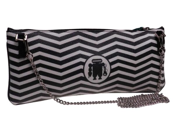 MAXI POCHETTE BLACK & WHITE ZIG ZAG FANTASY. RIBELLA MODEL MADE OF HAMMERED FAUX LEATHER. - Unique Pieces Paul Meccanico
