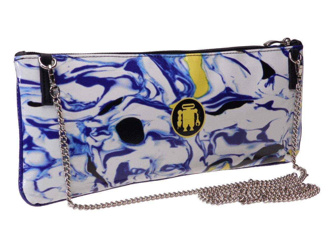 MAXI POCHETTE BLUE AND WHITE TIE DYE FANTASY. RIBELLA MODEL MADE OF LORRY TARPAULIN. - Unique Pieces Paul Meccanico