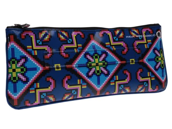 CLUTCH BAG BLUE WITH PIXEL EFFECT. MODEL RIBELLA MADE OF LORRY TARPAULIN. - Unique Pieces Paul Meccanico