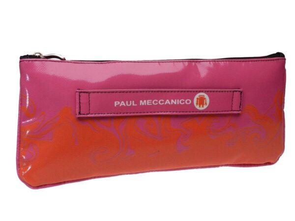 CLUTCH BAG FUCHSIA AND ORANGE WITH ABSTRACT PRINT. MODEL RIBELLA MADE OF LORRY TARPAULIN. - Unique Pieces Paul Meccanico
