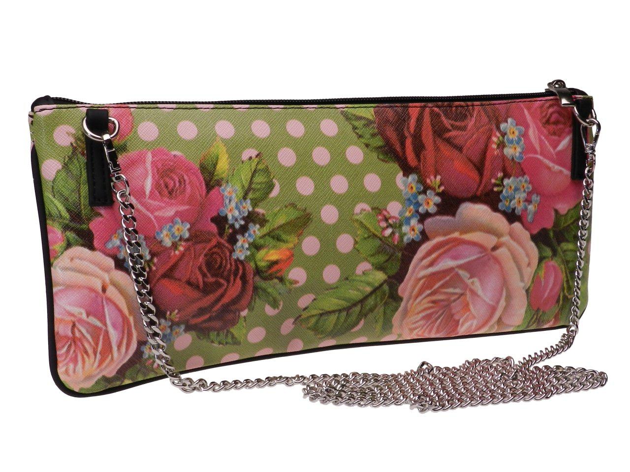 MAXI POCHETTE GREEN COLOUR FLORAL FANTASY. RIBELLA MODEL MADE OF SOFT. FAUX LEATHER. - Unique Pieces Paul Meccanico