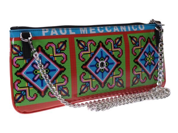 CLUTCH BAG GREEN WITH PIXEL EFFECT. MODEL RIBELLA MADE OF LORRY TARPAULIN. - Unique Pieces Paul Meccanico
