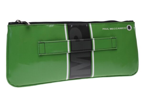 CLUTCH BAG APPLE GREEN. MODEL RIBELLA MADE OF LORRY TARPAULIN. - Unique Pieces Paul Meccanico