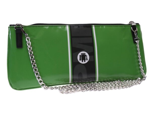 CLUTCH BAG APPLE GREEN. MODEL RIBELLA MADE OF LORRY TARPAULIN. - Unique Pieces Paul Meccanico