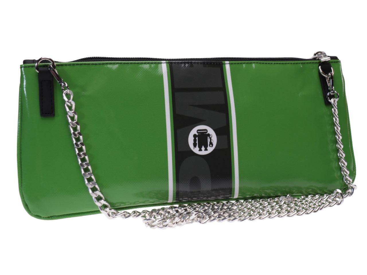 CLUTCH BAG APPLE GREEN. MODEL RIBELLA MADE OF LORRY TARPAULIN. - Unique Pieces Paul Meccanico