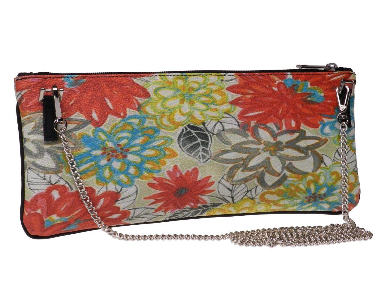 MAXI POCHETTE MULTICOLOR FLORAL FANTASY. RIBELLA MODEL MADE OF HAMMERED FAUX LEATHER. - Unique Pieces Paul Meccanico