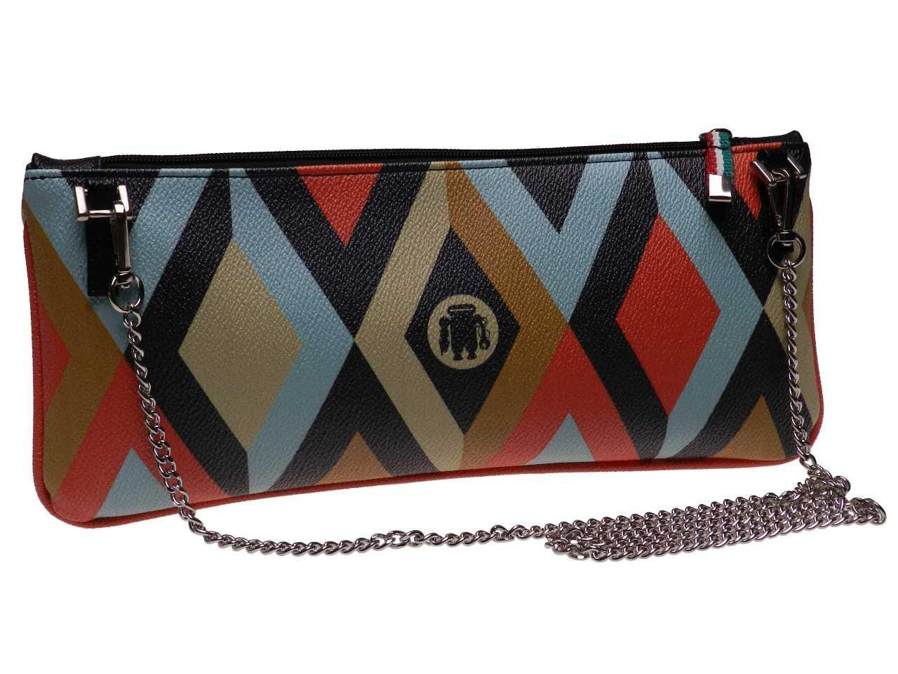 MAXI POCHETTE MULTICOLOR GEOMETRIC FANTASY. RIBELLA MODEL MADE OF HAMMERED FAUX LEATHER. - Unique Pieces Paul Meccanico