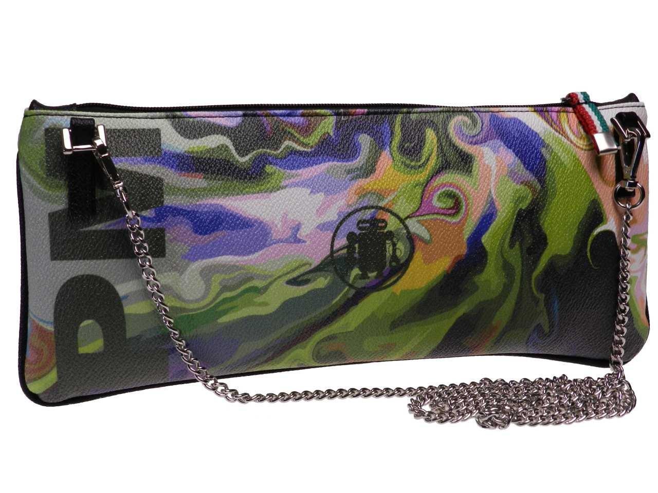 MAXI POCHETTE MULTICOLORE ABSTRACT FANTASY. RIBELLA MODEL MADE OF HAMMERED FAUX LEATHER. - Unique Pieces Paul Meccanico