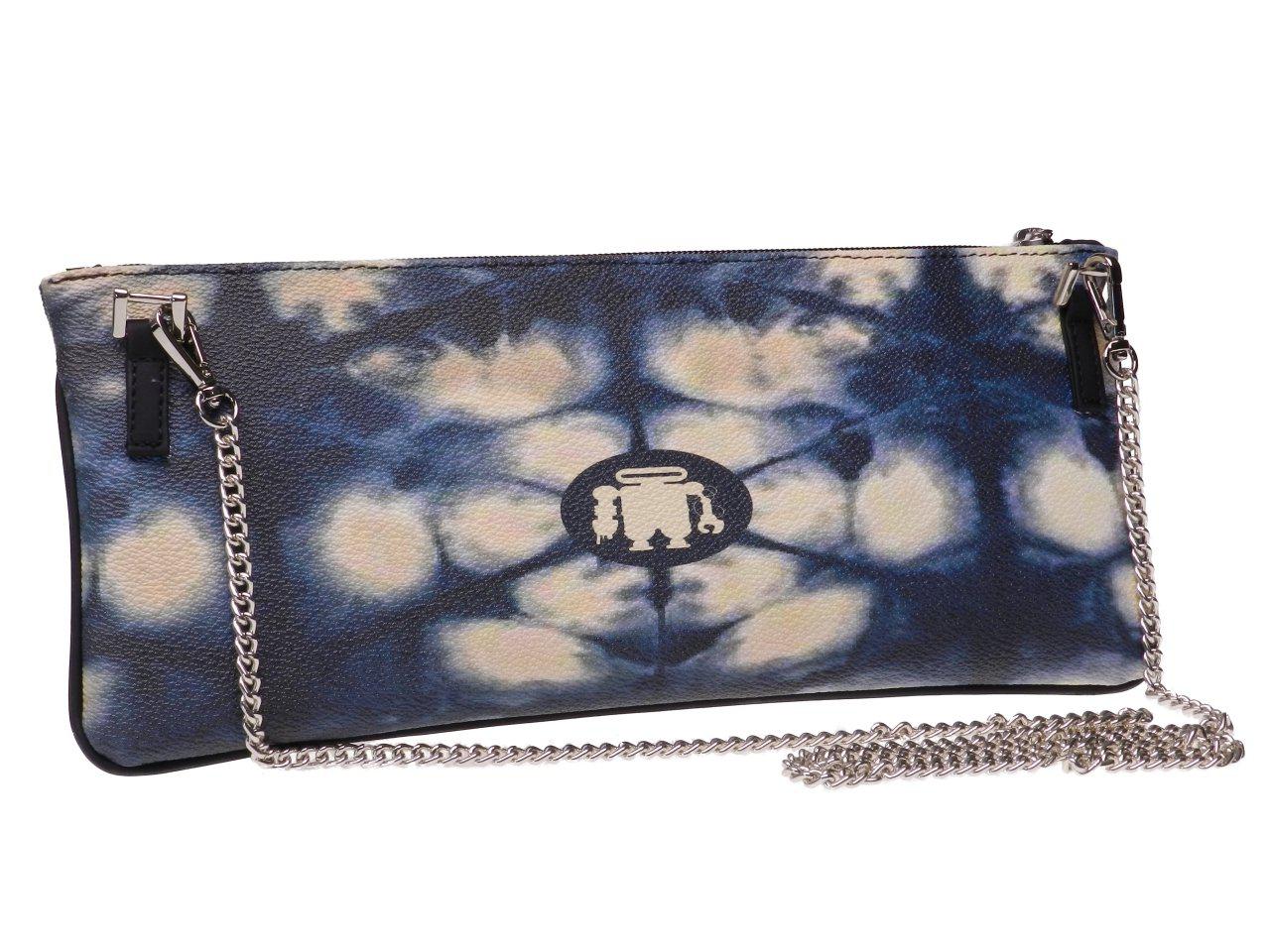MAXI POCHETTE OFF WHITE AND BLUE COLOURS TIE DYE FANTASY. RIBELLA MODEL MADE OF HAMMERED FAUX LEATHER. - Unique Pieces Paul Meccanico