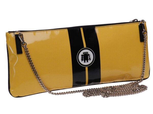 MAXI POCHETTE PAUL MECCANICO YELLOW AND BLACK COLOURS. RIBELLA MODEL MADE OF LORRY TARPAULIN. - Unique Pieces Paul Meccanico