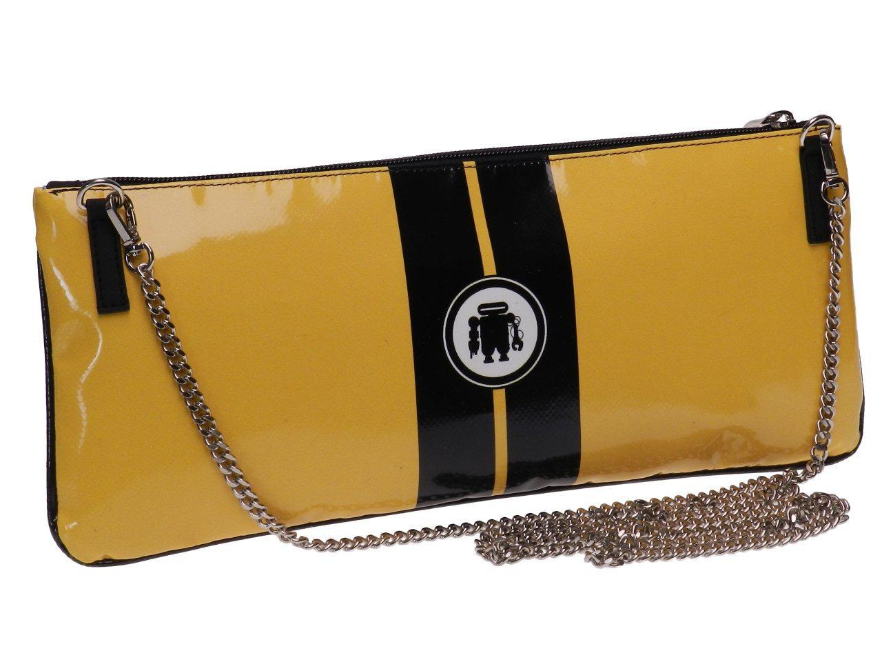 MAXI POCHETTE PAUL MECCANICO YELLOW AND BLACK COLOURS. RIBELLA MODEL MADE OF LORRY TARPAULIN. - Unique Pieces Paul Meccanico