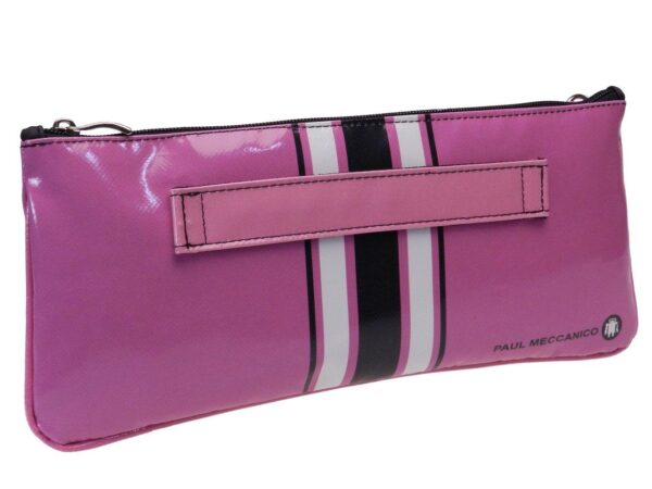 CLUTCH BAG PINK BLACK WHITE. MODEL RIBELLA MADE OF LORRY TARPAULIN. - Unique Pieces Paul Meccanico