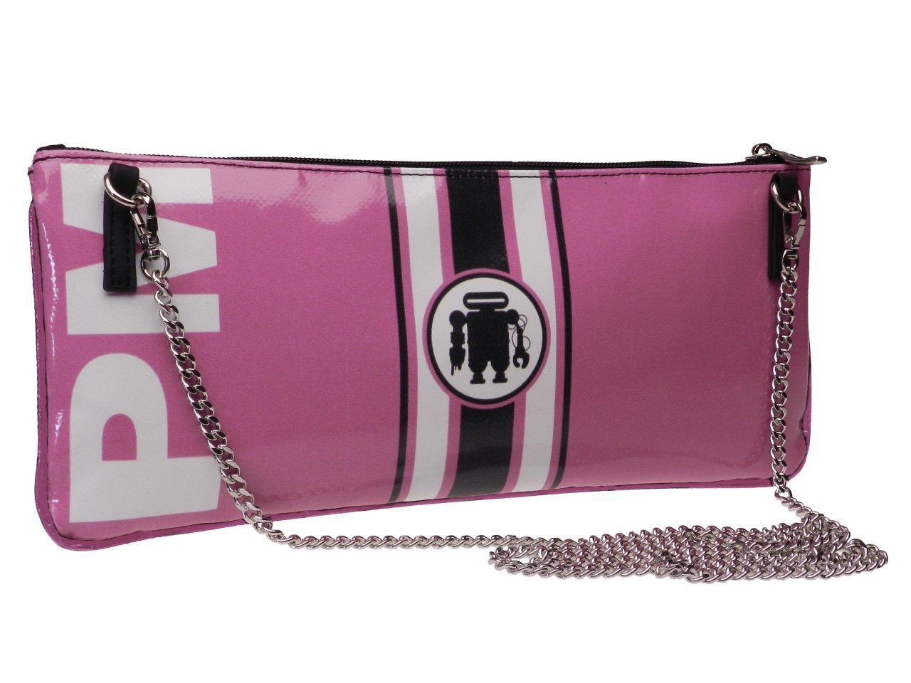 CLUTCH BAG PINK BLACK WHITE. MODEL RIBELLA MADE OF LORRY TARPAULIN. - Unique Pieces Paul Meccanico