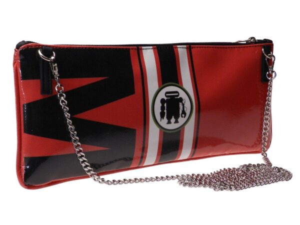 CLUTCH BAG RED AND BLACK "GRAND PRIX" STYLE. MODEL RIBELLA MADE OF LORRY TARPAULIN. - Unique Pieces Paul Meccanico