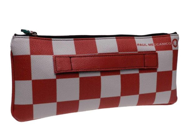 MAXI POCHETTE RED AND WHITE COLOURS CHESS FANTASY. RIBELLA MODEL MADE OF HAMMERED FAUX LEATHER. - Unique Pieces Paul Meccanico