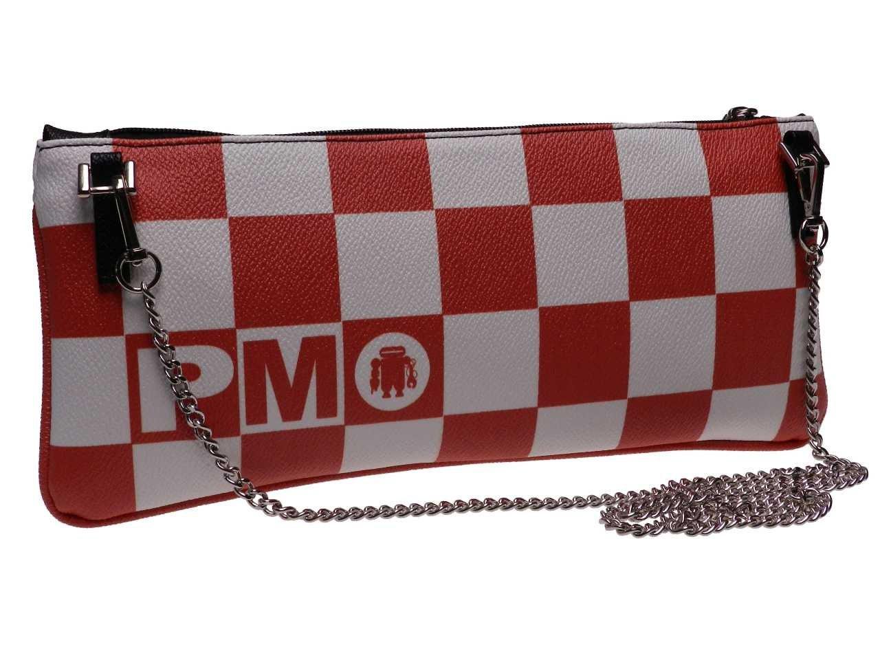 MAXI POCHETTE RED AND WHITE COLOURS CHESS FANTASY. RIBELLA MODEL MADE OF HAMMERED FAUX LEATHER. - Unique Pieces Paul Meccanico