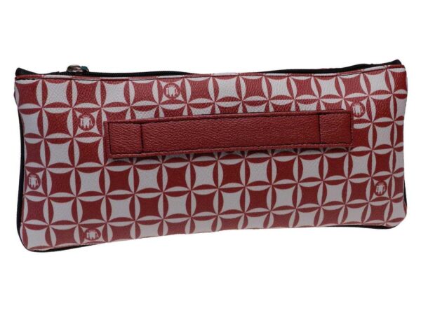 MAXI POCHETTE RED AND WHITE COLOURS GEOMETRIC FANTASY. RIBELLA MODEL MADE OF HAMMERED FAUX LEATHER. - Unique Pieces Paul Meccanico