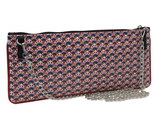 CLUTCH BAG RED WHITE BLUE INDIAN STYLE. MODEL RIBELLA MADE OF LORRY TARPAULIN. - Unique Pieces Paul Meccanico