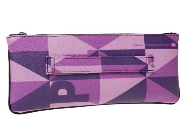 MAXI POCHETTE VIOLET AND LILAC COLOURS GEOMETRIC FANTASY. RIBELLA MODEL MADE OF HAMMERED FAUX LEATHER. - Unique Pieces Paul Meccanico
