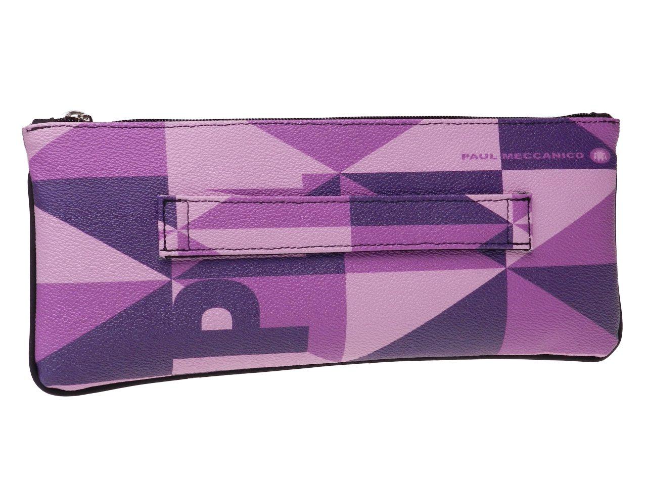 MAXI POCHETTE VIOLET AND LILAC COLOURS GEOMETRIC FANTASY. RIBELLA MODEL MADE OF HAMMERED FAUX LEATHER. - Unique Pieces Paul Meccanico