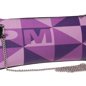 MAXI POCHETTE VIOLET AND LILAC COLOURS GEOMETRIC FANTASY. RIBELLA MODEL MADE OF HAMMERED FAUX LEATHER. - Unique Pieces Paul Meccanico