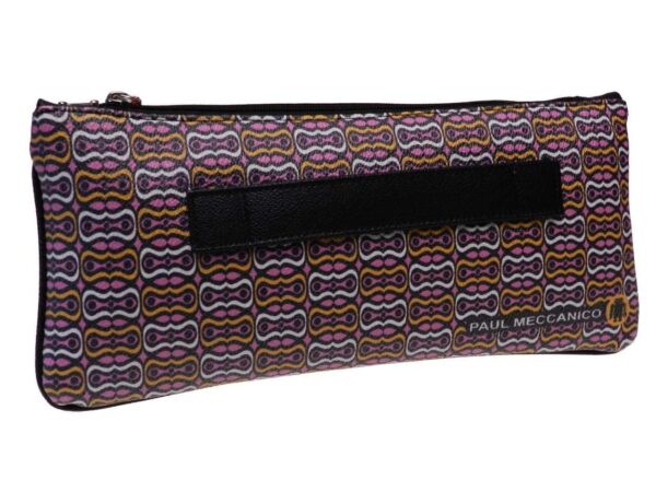 MAXI POCHETTE WHITE, BLACK, PINK AND OCHRE COLOURS MUSIC FANTASY. RIBELLA MODEL MADE OF HAMMERED FAUX LEATHER. - Unique Pieces Paul Meccanico