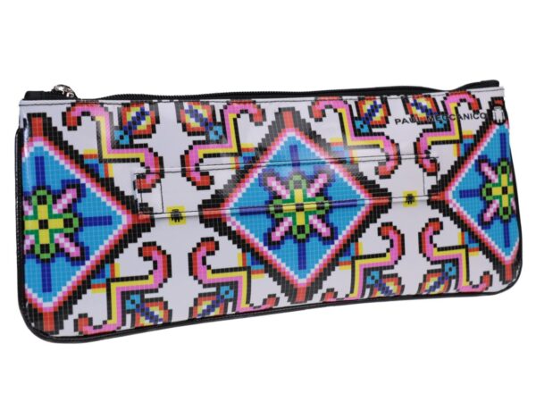 CLUTCH BAG WHITE WITH PIXEL EFFECT. MODEL RIBELLA MADE OF LORRY TARPAULIN. - Unique Pieces Paul Meccanico