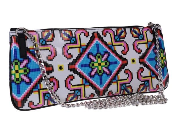 CLUTCH BAG WHITE WITH PIXEL EFFECT. MODEL RIBELLA MADE OF LORRY TARPAULIN. - Unique Pieces Paul Meccanico
