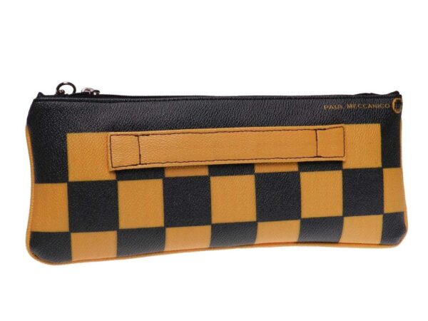 MAXI POCHETTE YELLOW AND BLACK COLOUR CHESS FANTASY. RIBELLA MODEL MADE OF HAMMERED FAUX LEATHER. - Unique Pieces Paul Meccanico