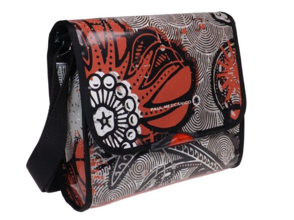 MAXI SHOULDER BAG BEIGE AND BROWN ETHNIC FANTASY. BREAK MODEL MADE OF LORRY TARPAULIN. - Unique Pieces Paul Meccanico