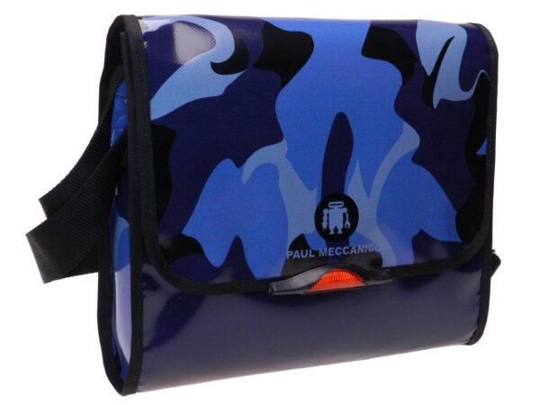 MAXI SHOULDER BAG BLUE COLOUR CAMOUFLAGE FANTASY. BREAK MODEL MADE OF LORRY TARPAULIN. - Unique Pieces Paul Meccanico